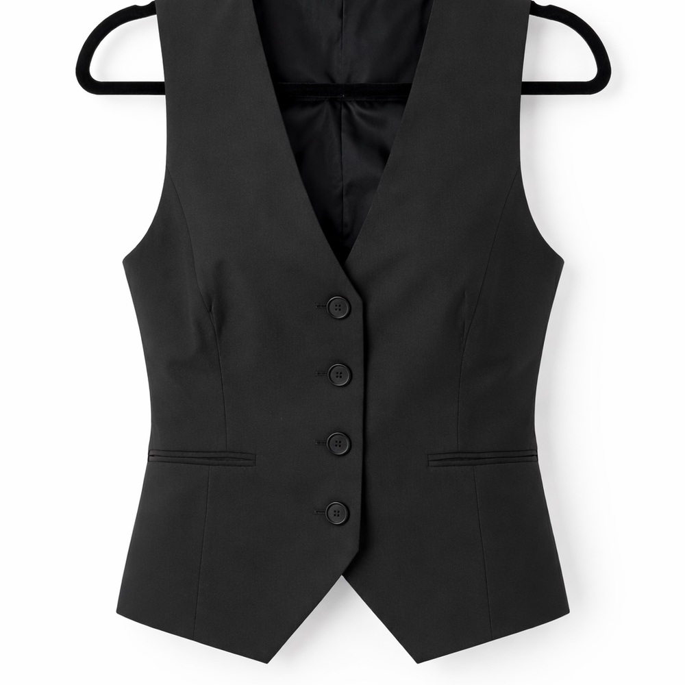 SHEIN Black Buttoned Vest